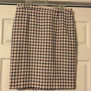 NWT BODEN  Sz 16R (US 12R) Multi Color Woven Plaid Fully Lined Pencil Skirt